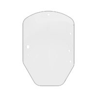 Front view of John Deere T344818 cab door windowpane with 9 mounting holes for skid steer loader